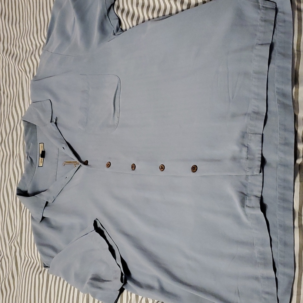 Tommy Bahama Mens Short Sleeve Shirt, 100% Silk, Blue, XL